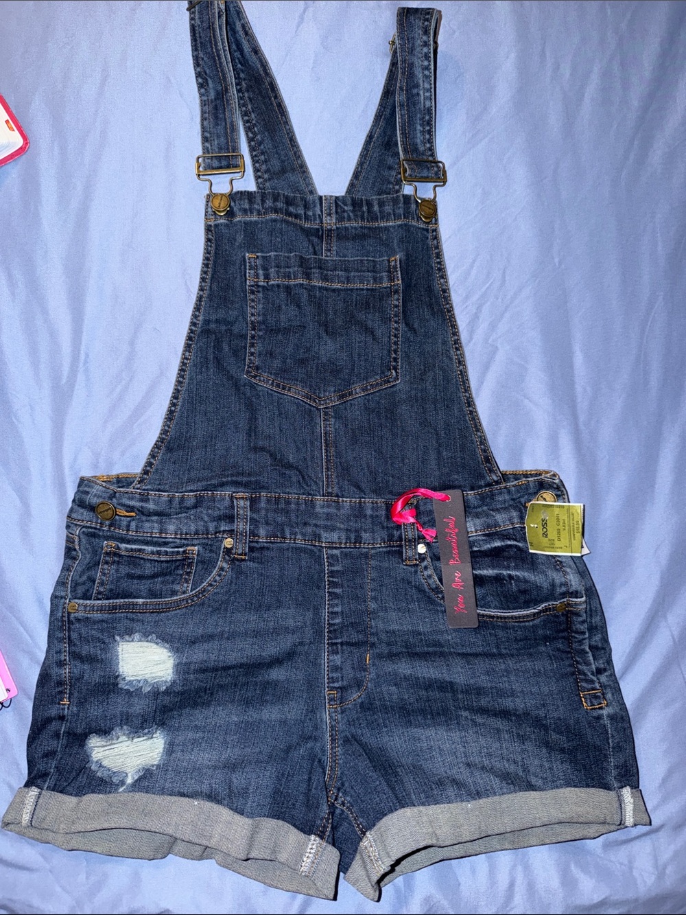 Dollhouse Dark Denim Short Overalls size 11 NEW with Tags